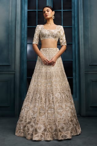 Ritika Mirchandani Halo Floral Embroidered Blouse With Moonlit Lehenga 