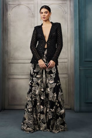 Ritika Mirchandani Brigerton Checks Embroidered Blazer & Sharara Set 