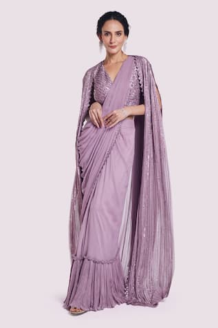 Onaya Cutdana & Sequins Pre-Draped Saree Set 