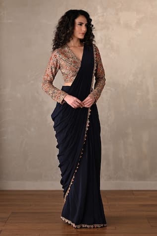 Onaya Embroidered Blouse & Pre-Draped Saree Set 