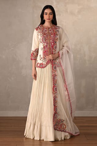 Onaya Organza Crush Embroidered Lehenga Set 