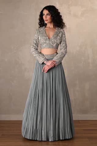 Onaya Embroidered Jacket & Pleated Lehenga Set 