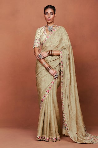 Sue Mue Meherun Paisley Embroidered Saree With Bouse 