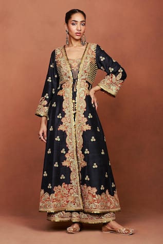 Sue Mue Nazakat Applique Jacket Palazzo Set 