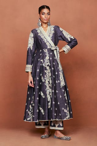Sue Mue Sonam Embroidered Angrakha Kurta & Pant Set 