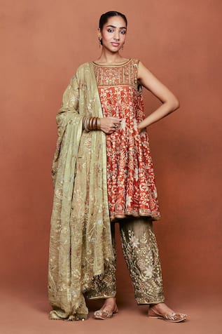 Sue Mue Rishma Floral Embroidered Short Anarkali Salwar Set 