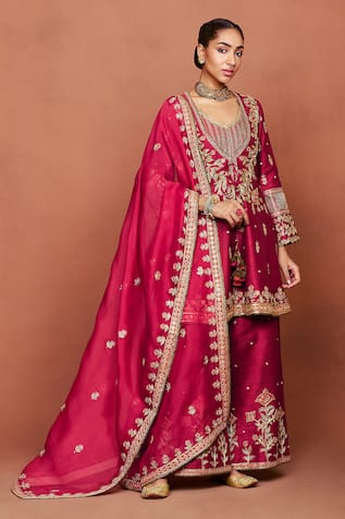 Sue Mue Zaavia Applique Dori Embroidered Anarkali Set 