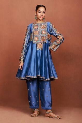 Sue Mue Rai Tribal Floral Applique Anarkali Salwar Set 