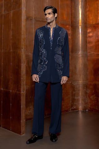 Mishru Triton Embellished Bundi Kurta Set 