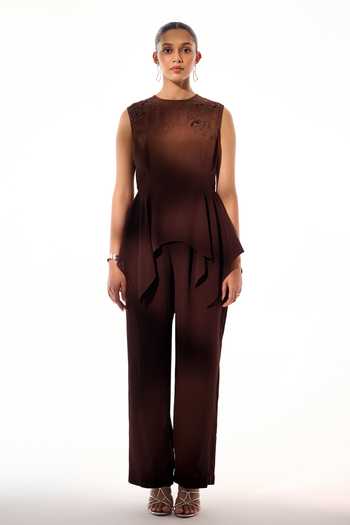 Sakshi Khetterpal Embroidered Peplum Top & Pant Set 
