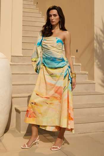 House Of Eda Blue Camilla Fit & Flare Dress 