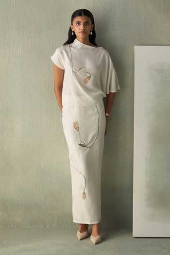Febo6 Sicily Pod Motif Embroidered Top & Skirt Set 