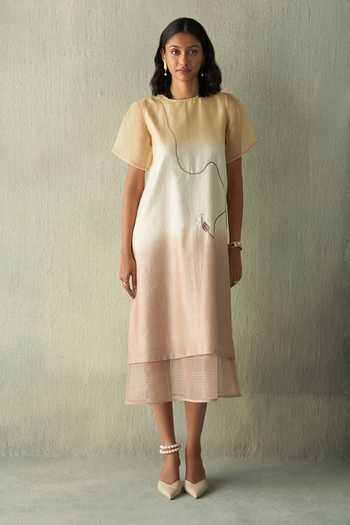 Febo6 Summer Ombre Embroidered Midi Dress 