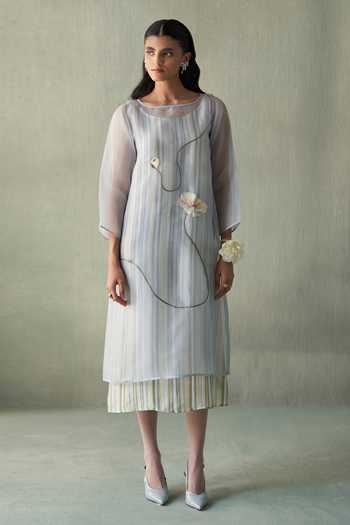 Febo6 Sunrise Embroidered Striped Tunic & Slip Dress 