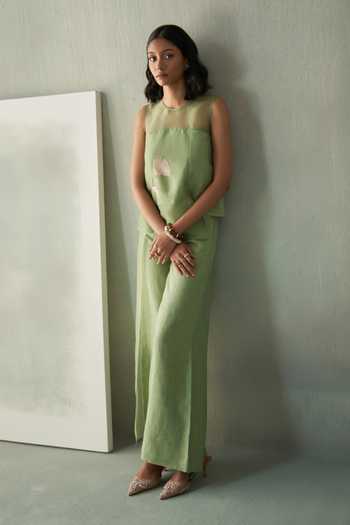 Febo6 Desert Eucalyptus Embroidered Blouse 