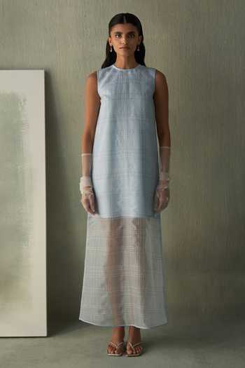 Febo6 Sky Organza Sleeveless Maxi Dress 