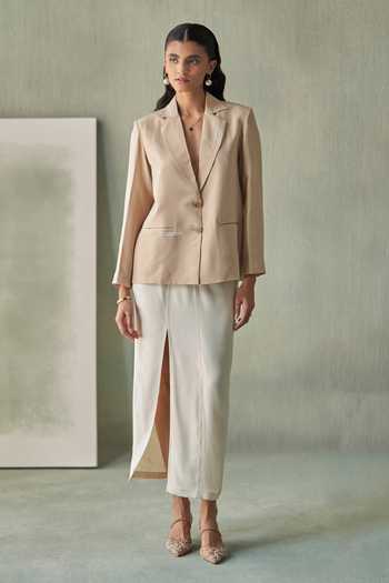 Febo6 Symmetry Crepe Silk Long Skirt 