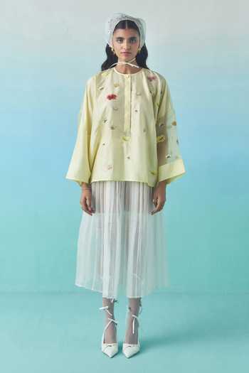 Febo6 Silk Thread & Sequin Embroidered Blouse 