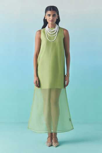 Febo6 Sleeveless Overlay Midi Dress 