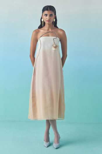 Febo6 Ombre Poppy Hand Embellished Midi Dress 