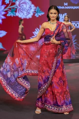 Mahima Mahajan Aziza Print Pre-Draped Saree & Corset Set 