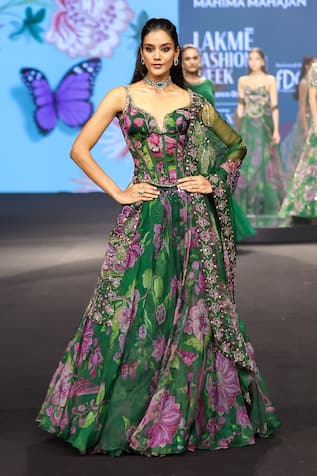 Mahima Mahajan Busra Floral Print Corset Lehenga Set 
