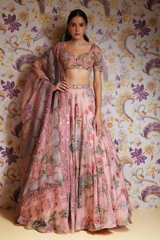Mahima Mahajan Samaira Floral Sequin Embroidered Lehenga Set 