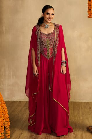 Reeti Arneja Embroidered Jumpsuit With Cape 