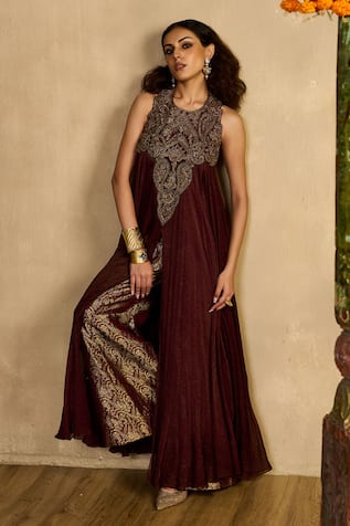 Reeti Arneja Begum Embroidered Pleated Kurta & Pant Set 