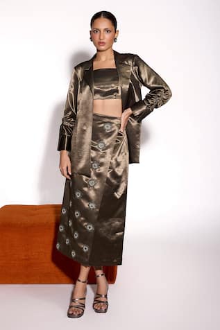 Tara And I Aurora Satin Collared Jacket 