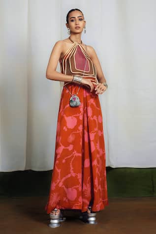 Siddhartha Bansal Rust Halter Neck Jumpsuit 