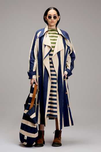 MATI Striped Midi Dress & Longline Jacket Set 