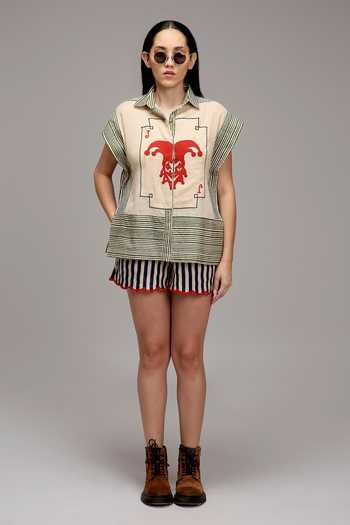 MATI Joker Motif Striped Shirt With Shorts 