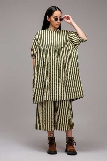 MATI Stripe Pattern Gathered Tunic  