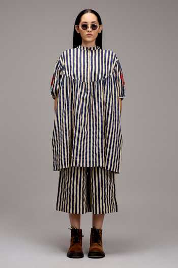 MATI Stripe Pattern Gathered Tunic 