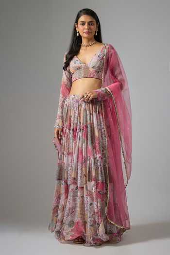 Vana Ethnics Printed Tiered Lehenga Set 