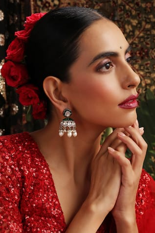 Swabhimann Pearl Embellished Jhumka Earrings 