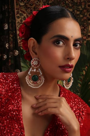 Swabhimann Embellished Chandbali Earrings  