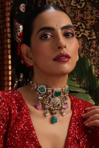 Swabhimann Stone & Pearl Embellished Choker 