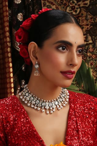 Swabhimann Kundan & Pearl Embellished Necklace Set 