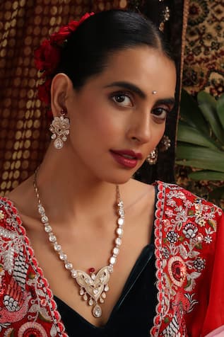 Swabhimann Kundan & Ruby Embellished Necklace Set 