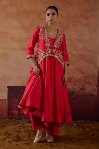 Vinita Bhansali Eka Embroidered Jacket Anarkali Set 