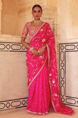 Vinita Bhansali Falguni Silk Embroidered Saree With Blouse 
