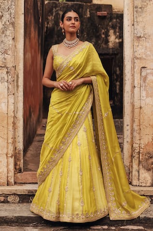 Vinita Bhansali Ravya Embroidered Lehenga Saree & Blouse Set 