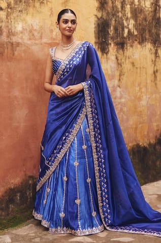 Vinita Bhansali Aavya Embroidered Lehenga Saree With Blouse 