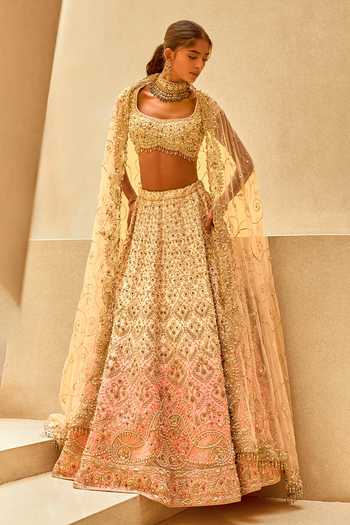 Tamanna Punjabi Kapoor Embroidered Ombre Raw Silk Lehenga Set 