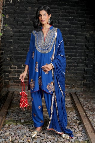 Nazar By Indu Embroidered Yoke Motif Kurta Salwar Set 