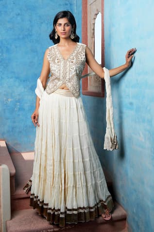 Nazar By Indu Pita & Zari Embroidered Jacket Lehenga Set 