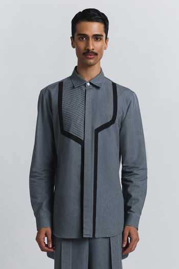 Line Out Line Circuit Pleat Shirt 