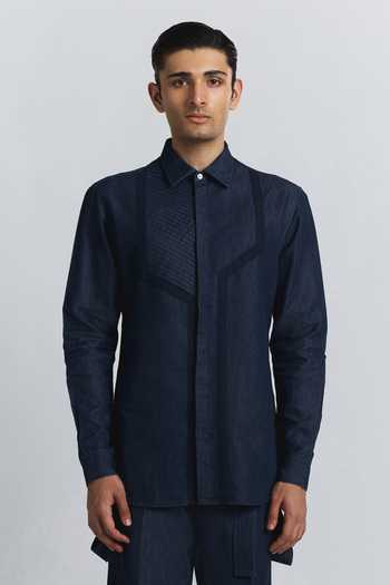 Line Out Line Circuit Pleat Shirt 